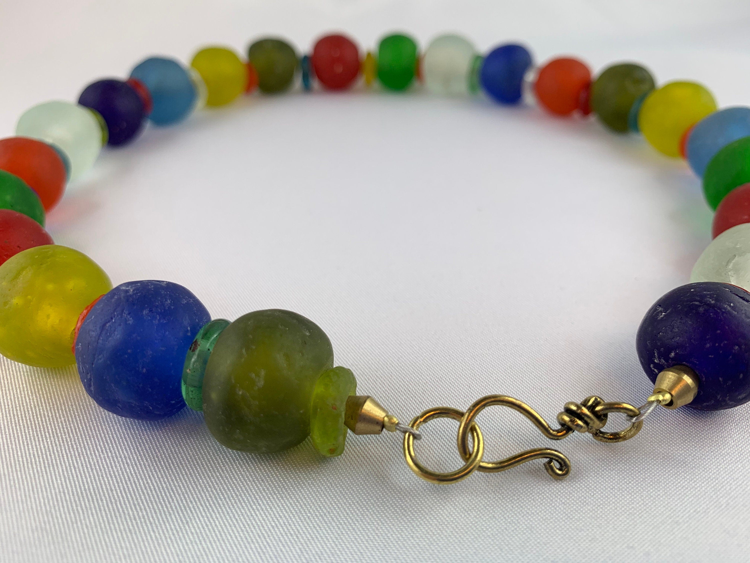 Kette Glasperlen Recycling Kroba Glass Ghana Tribal Beads Handmade Unique Necklace