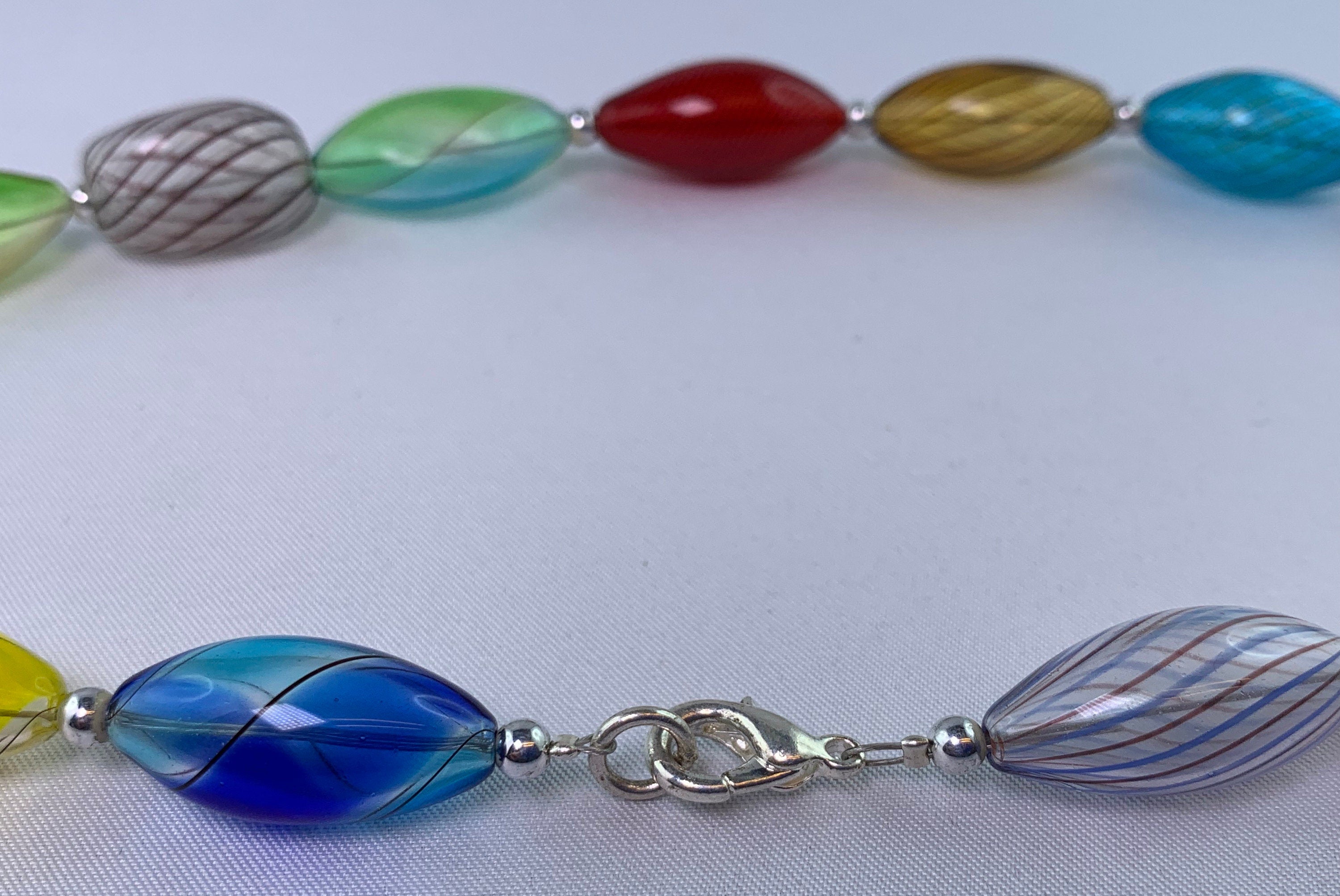 Kette Hohlglasperlen Formschön Lampwork Beads Unique Glass Necklace
