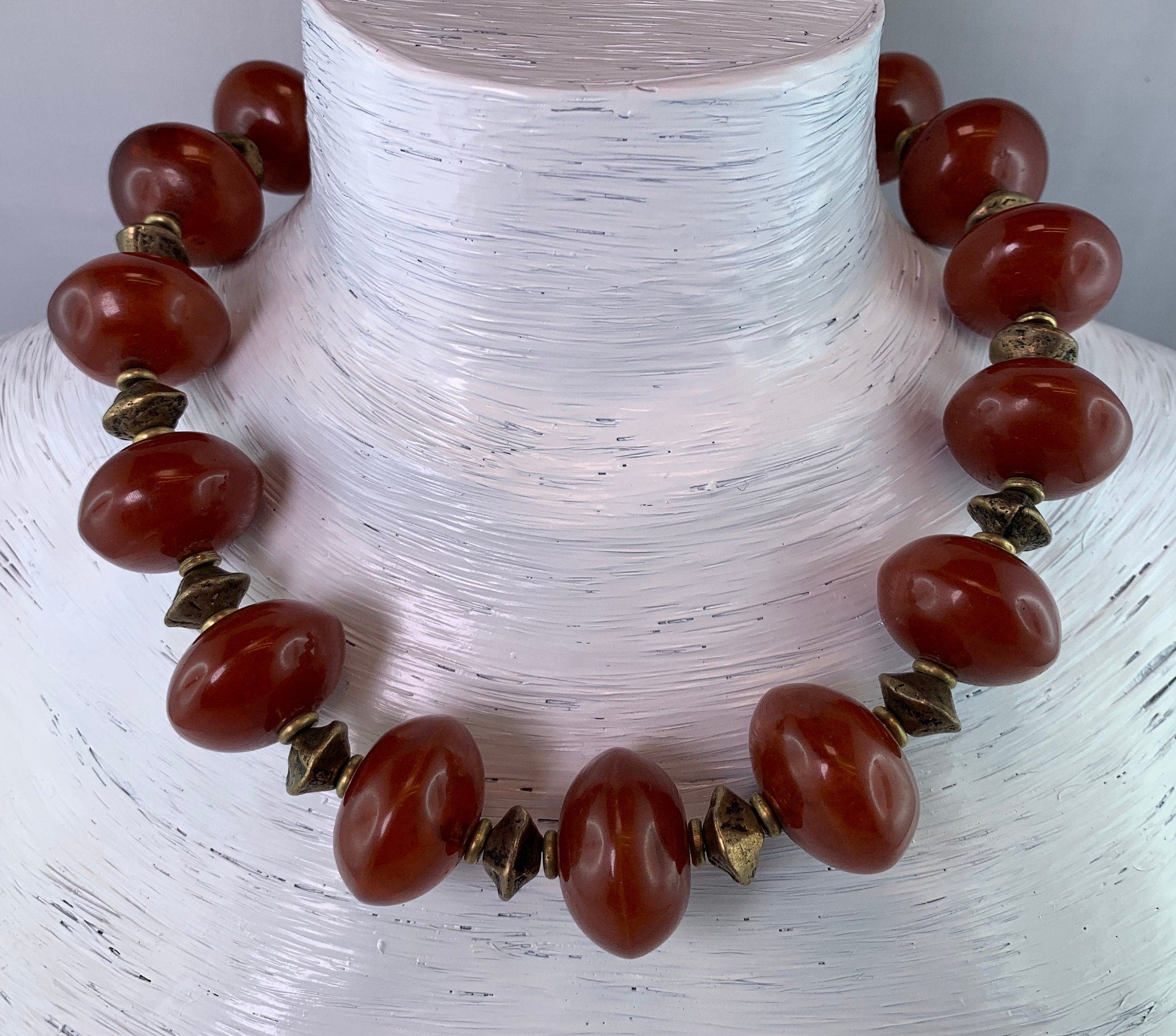Kette Resin | Harz Messing Handmade Unique Necklace Tribal Beads Ethno Chic
