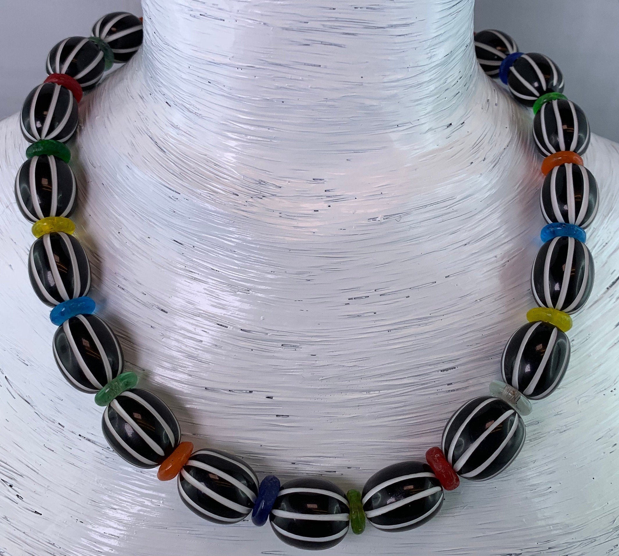 Kette Resin | Harz Glas Recycling Ghana Tribal Beads Handmade Unique Necklace