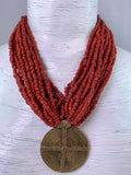 Kette Glasperlen Messing Amulett Tribal Beads Unique Necklace Ethno Chic