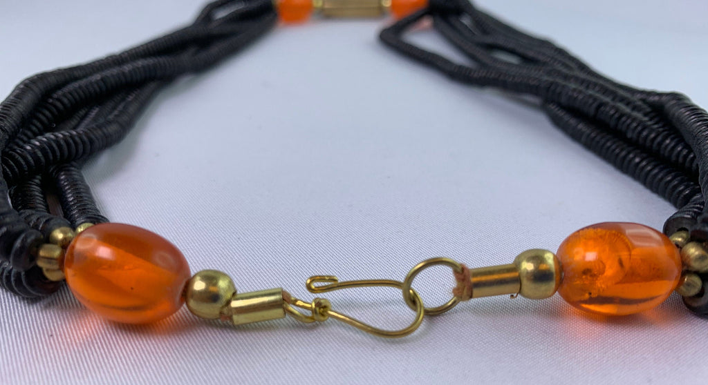 Halskette Beinperlen Harz Messing Ethno Chic Unique Necklace Tribal Beads