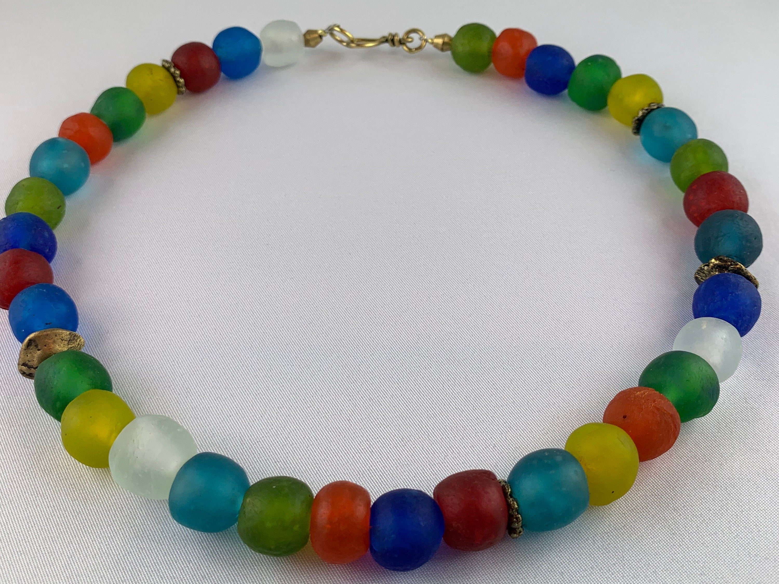 Kette Glasperlen Recycling Kroba Glass Ghana Tribal Beads Handmade Unique Necklace