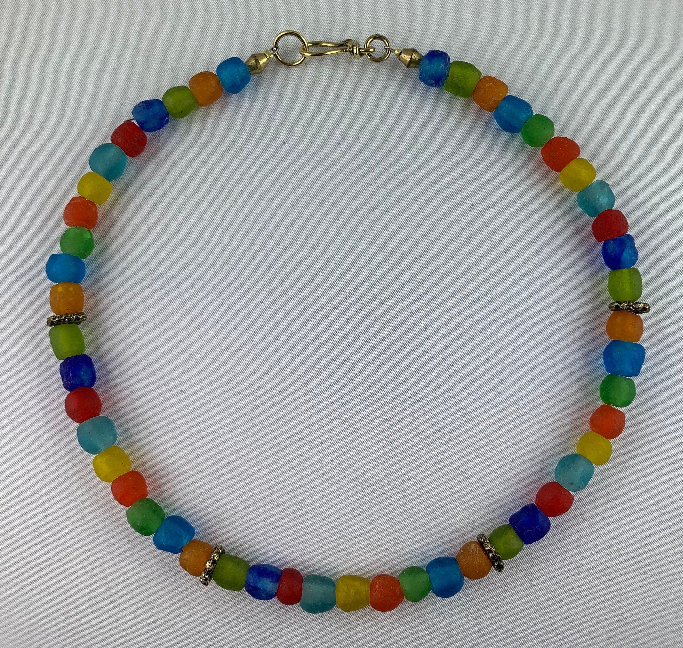 Kette Glasperlen Recycling Kroba Glass Ghana Tribal Beads Handmade Unique Necklace
