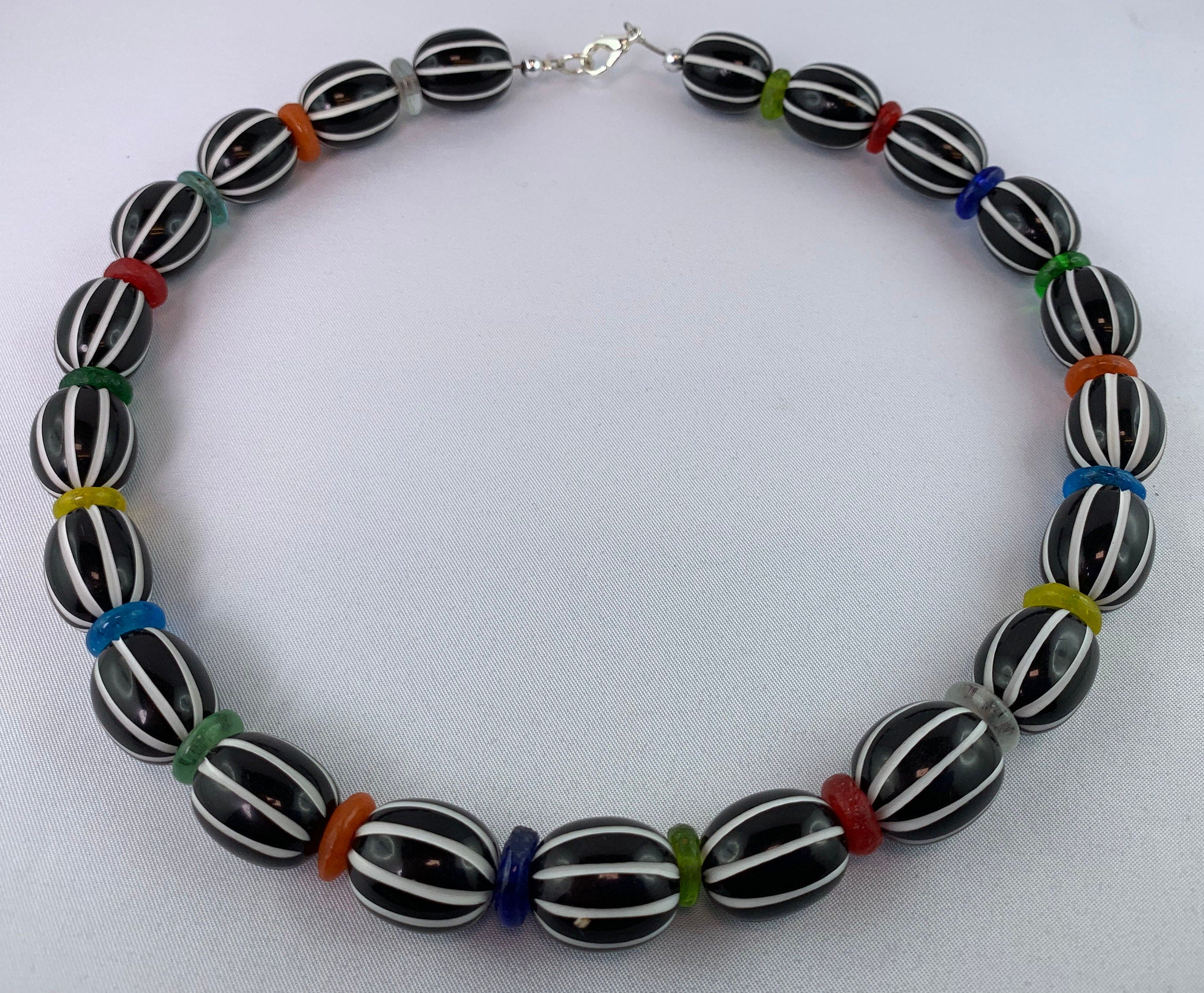 Kette Resin | Harz Glas Recycling Ghana Tribal Beads Handmade Unique Necklace