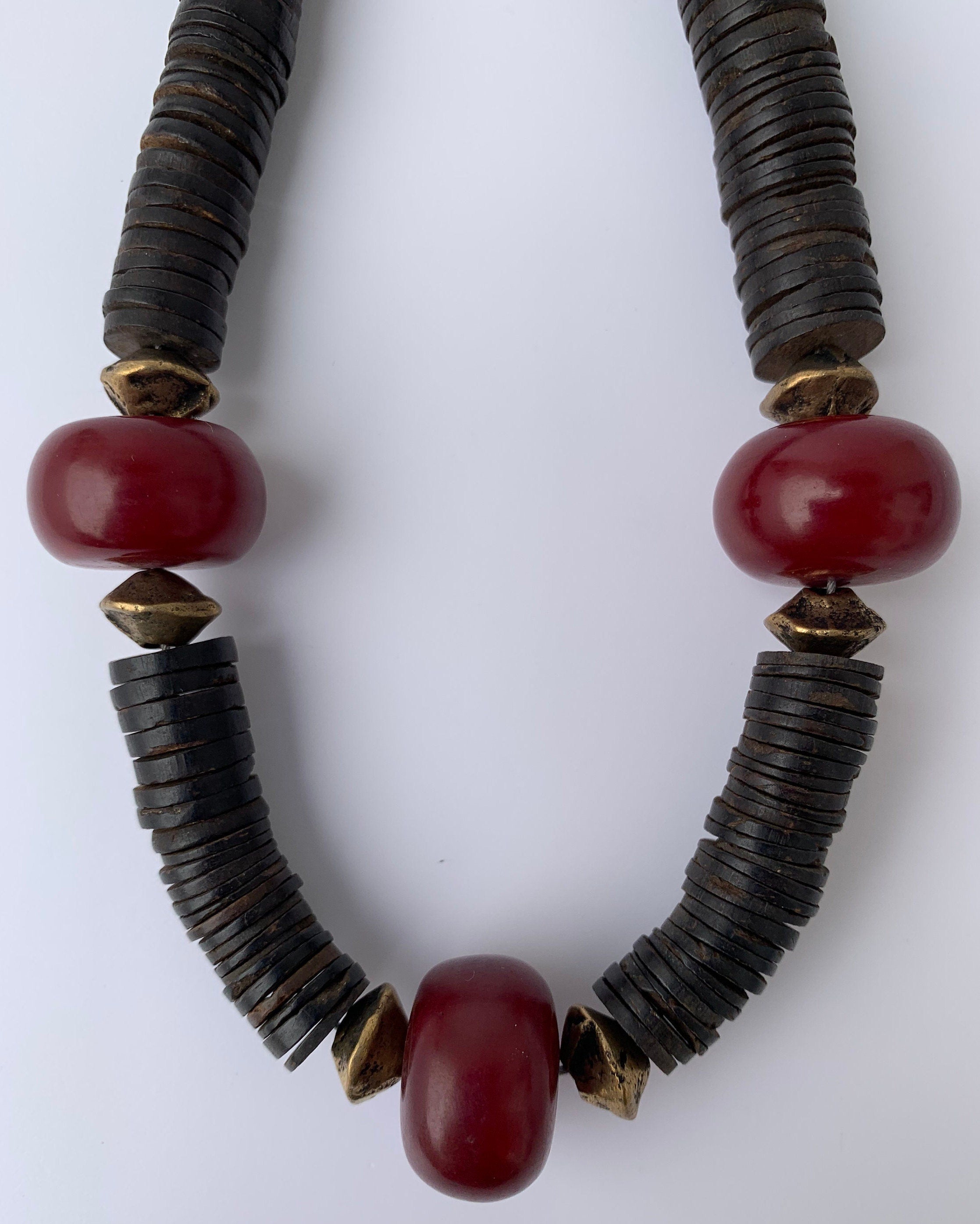 Coconut Resin Unique Necklace Tribal Beads Ethno Chic