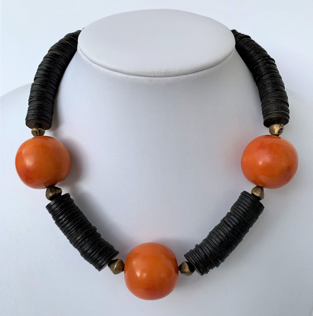 Kette Kokos Harz Coconut Resin Unique Necklace Tribal Beads Ethno Chic