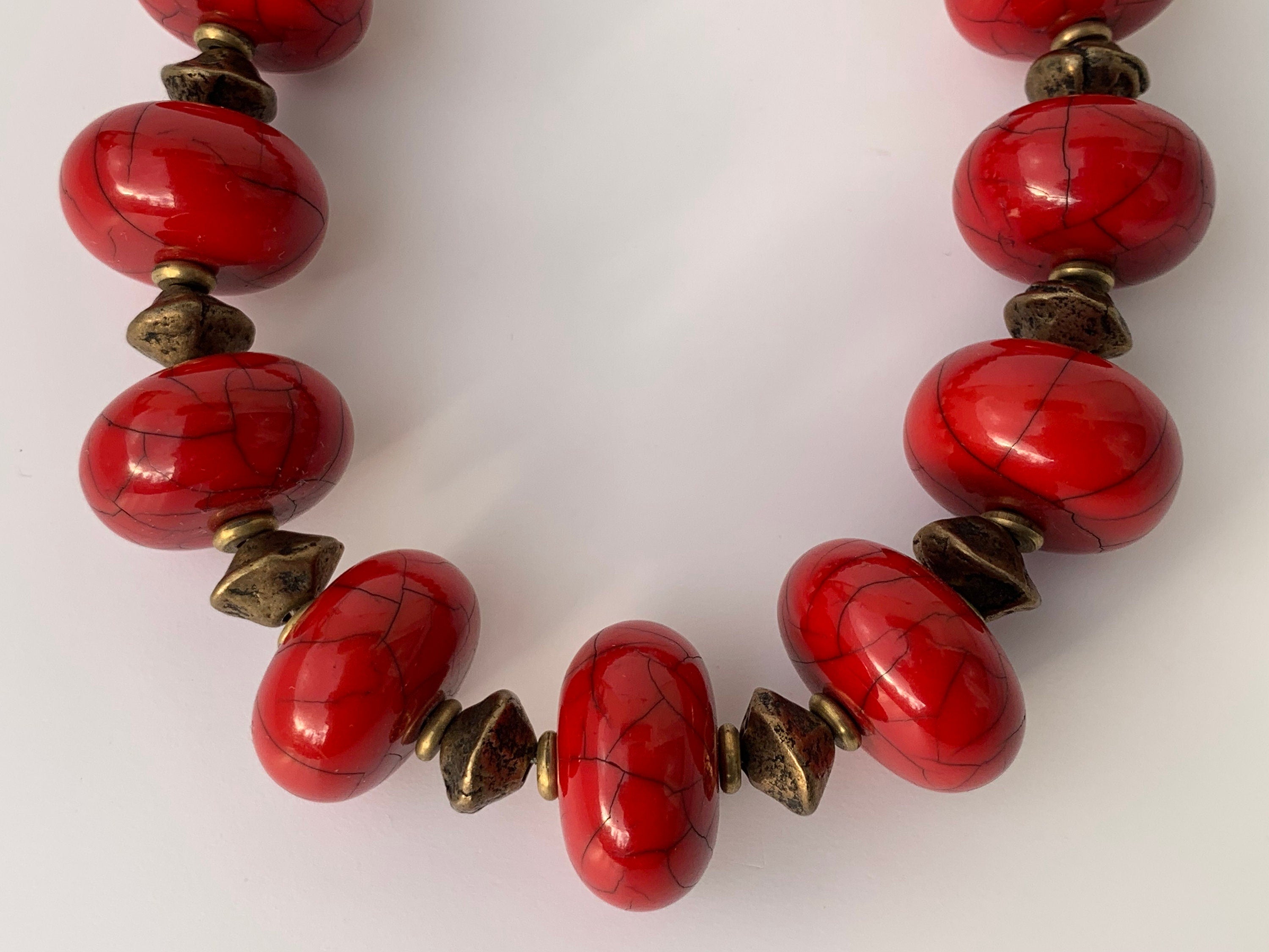 Kette Resin | Harz Messing Handmade Unique Necklace Tribal Beads