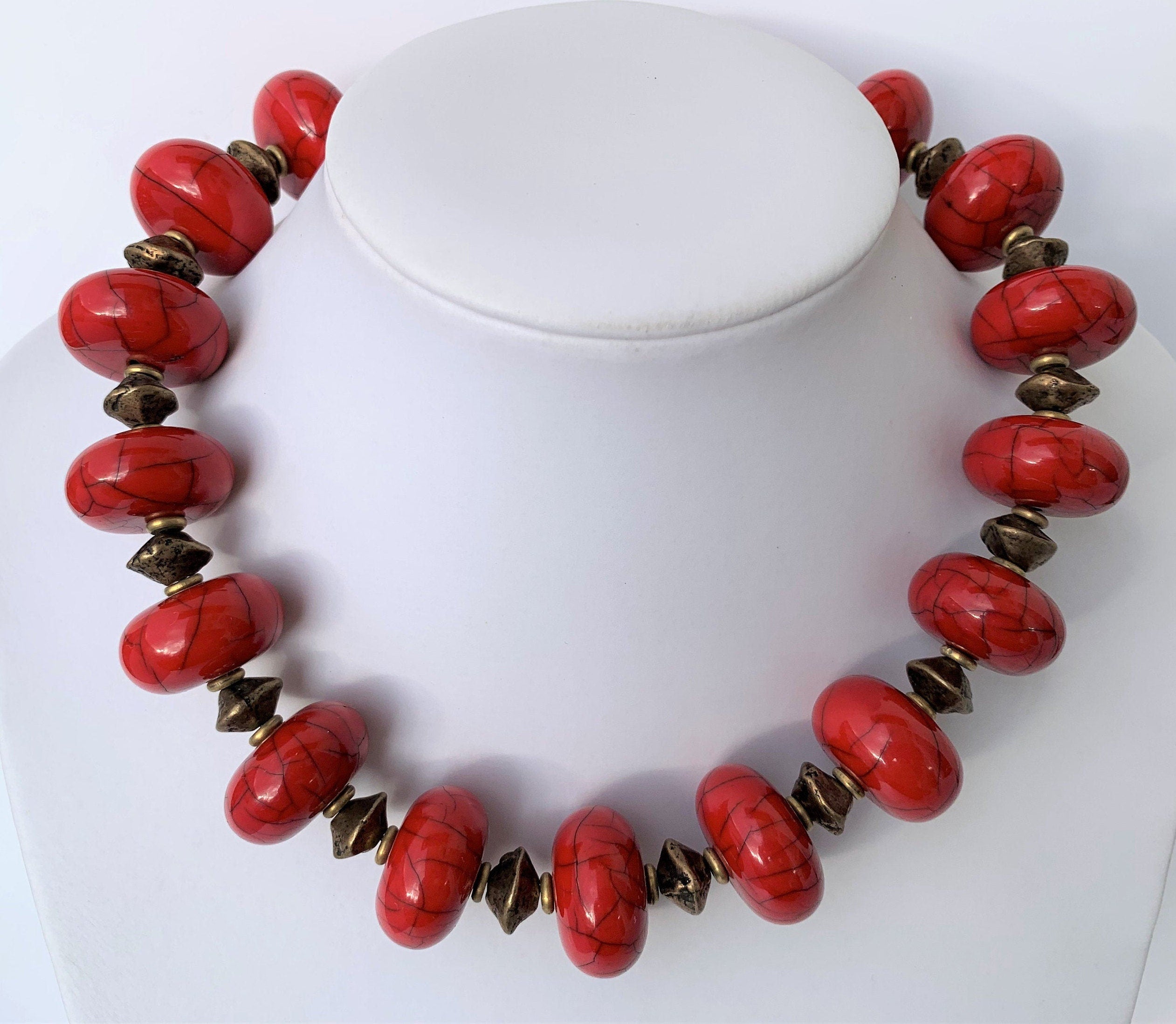 Kette Resin | Harz Messing Handmade Unique Necklace Tribal Beads