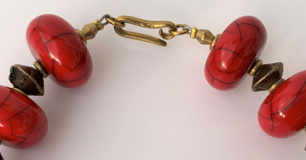 Kette Resin | Harz Messing Handmade Unique Necklace Tribal Beads