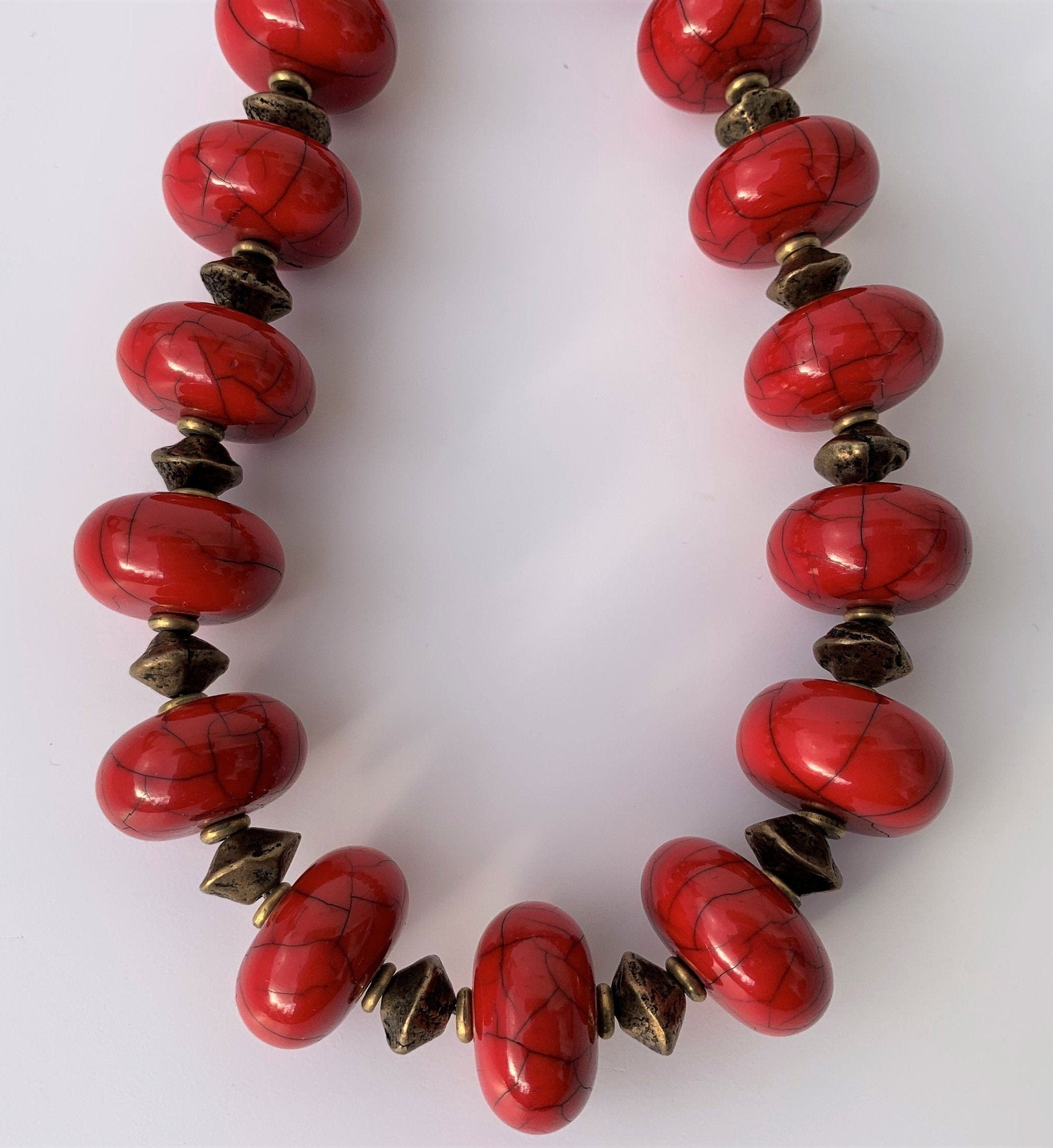 Kette Resin | Harz Messing Handmade Unique Necklace Tribal Beads