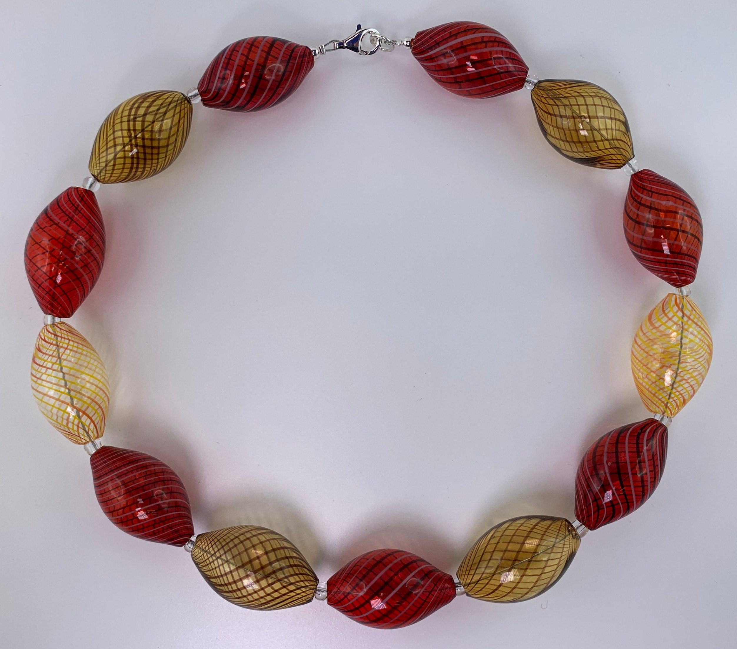 Kette Hohlglasperlen Formschön Lampwork Beads Unique Glass Necklace