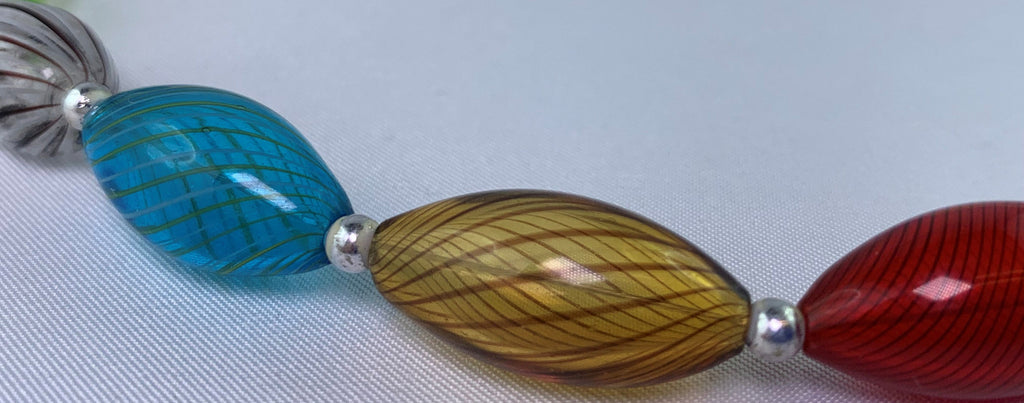 Kette Hohlglasperlen Formschön Lampwork Beads Unique Glass Necklace