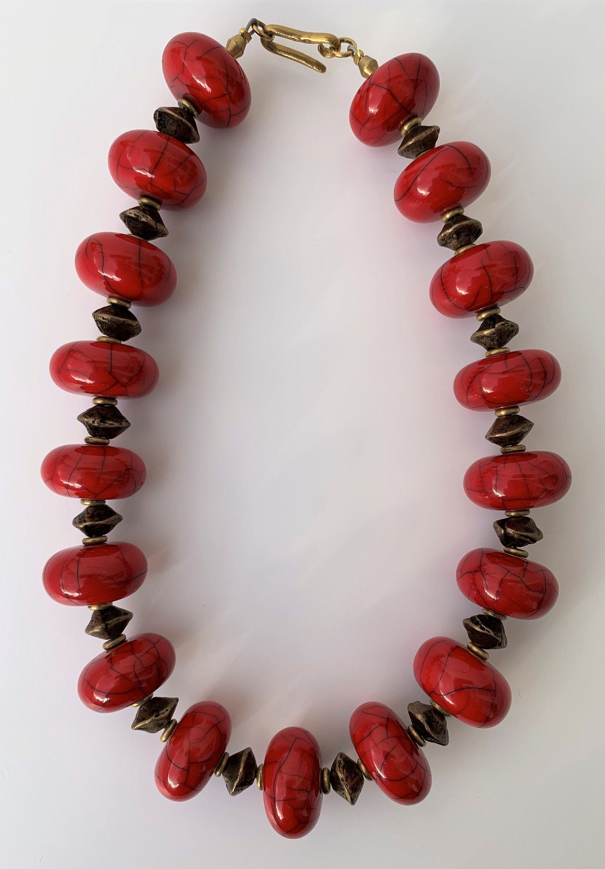 Kette Resin | Harz Messing Handmade Unique Necklace Tribal Beads