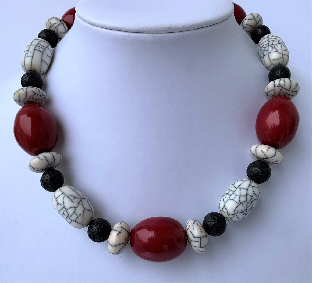 Kette Resin | Harz Lava Mix Handmade Unique Necklace Tribal Beads