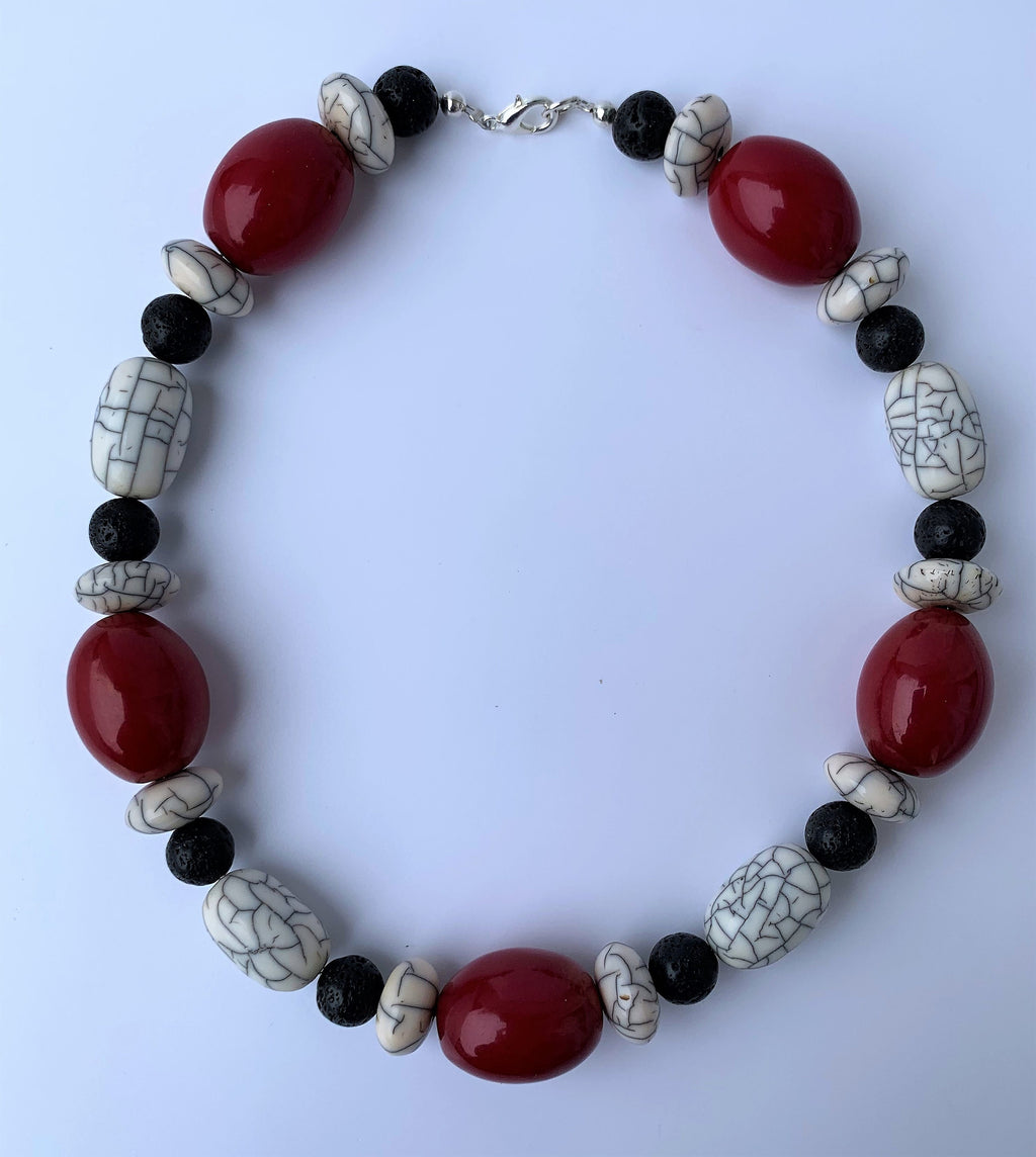 Kette Resin | Harz Lava Mix Handmade Unique Necklace Tribal Beads