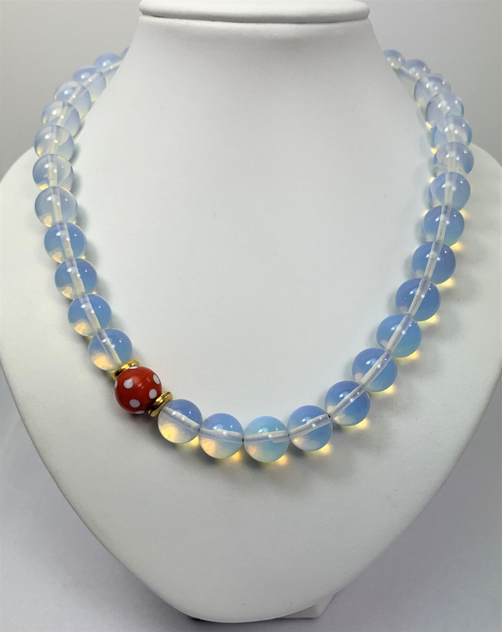 Kette Opalglas Perlen Handmade Unique Necklace Trade Beads
