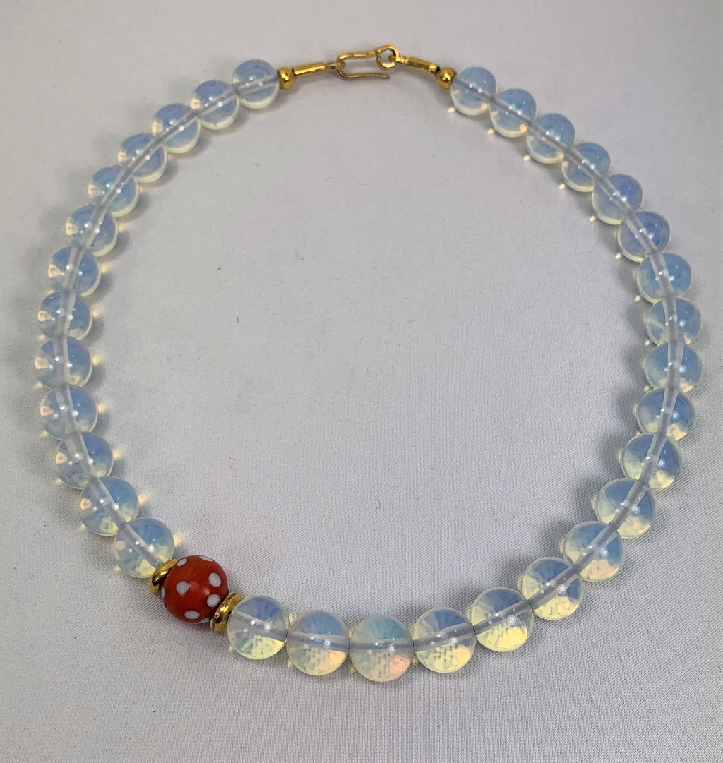 Kette Opalglas Perlen Handmade Unique Necklace Trade Beads
