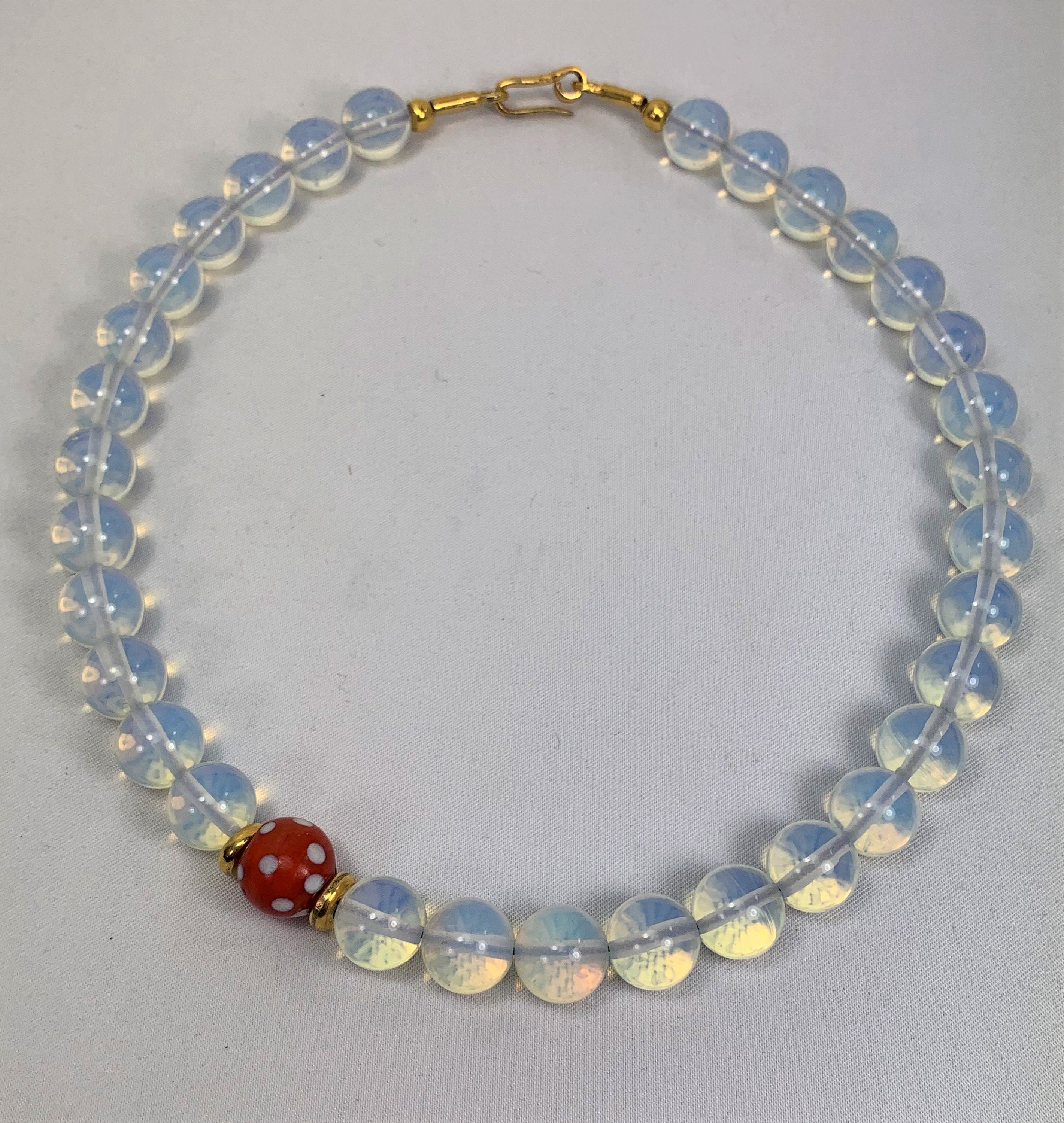 Kette Opalglas Perlen Handmade Unique Necklace Trade Beads