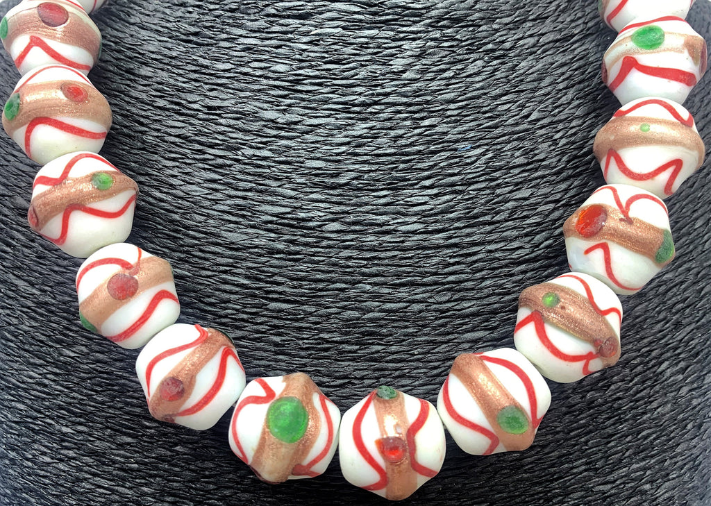 Kette Glasperlen Messing Glass Beads Handmade Unique Necklace