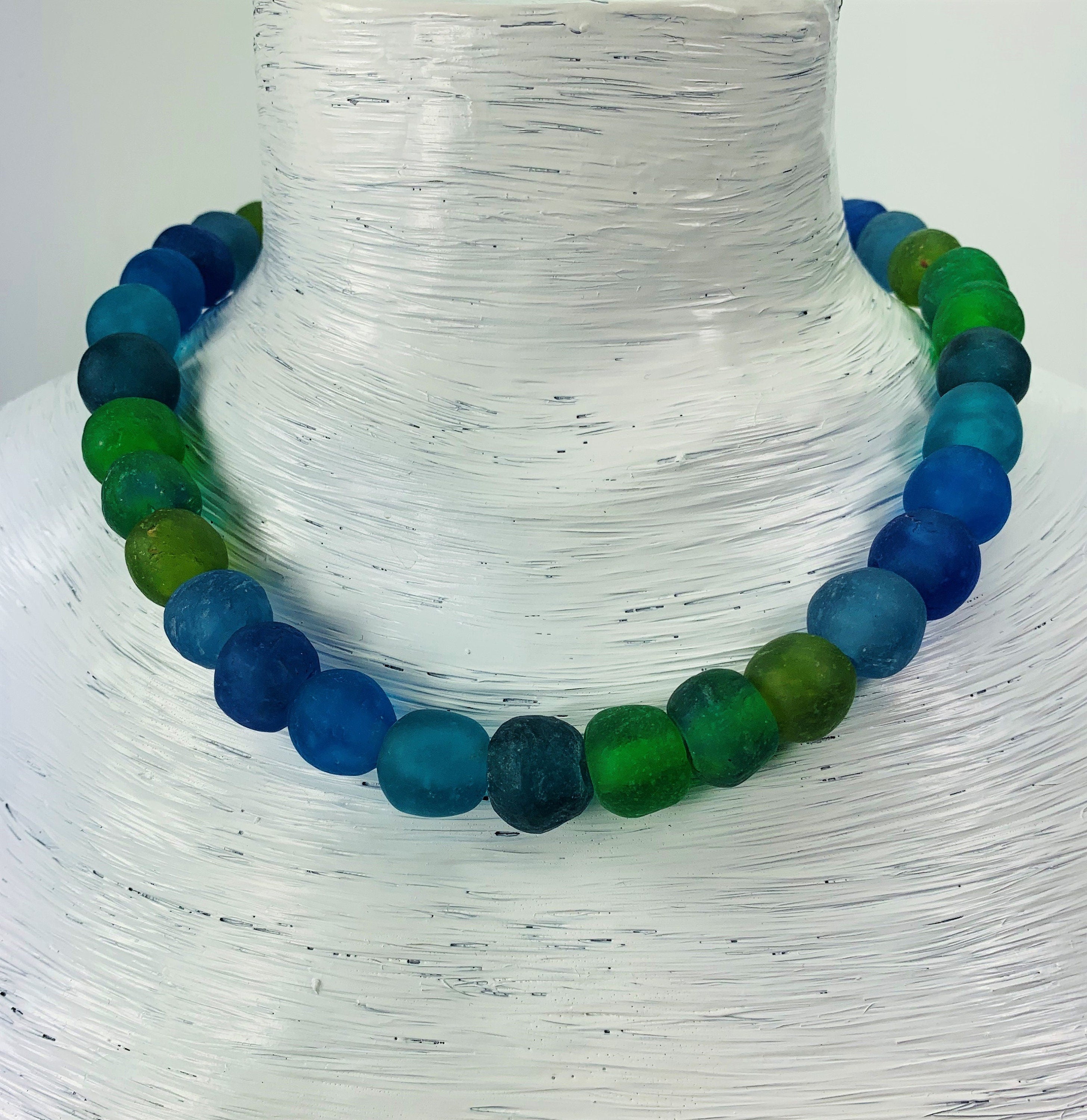 Kette Glasperlen Recycling Kroba Glass Ghana Tribal Beads Handmade Unique Necklace Ethno Chic