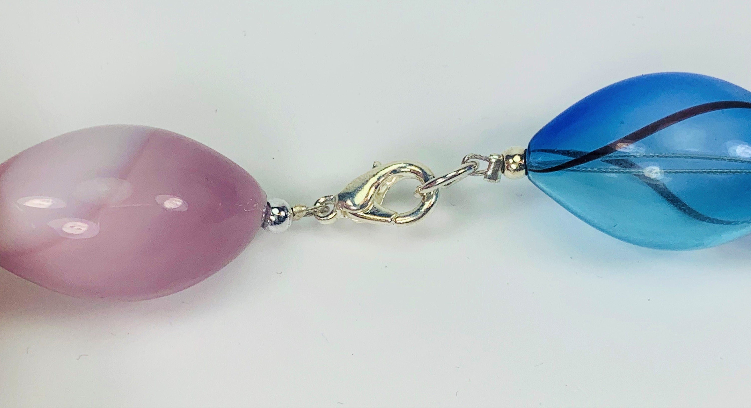 Kette Hohlglasperlen Formschön Lampwork Beads Unique Glass Necklace Ethno Chic
