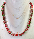 Kette Glasperlen Erdbeeren Glass Beads Handmade Unique Necklace