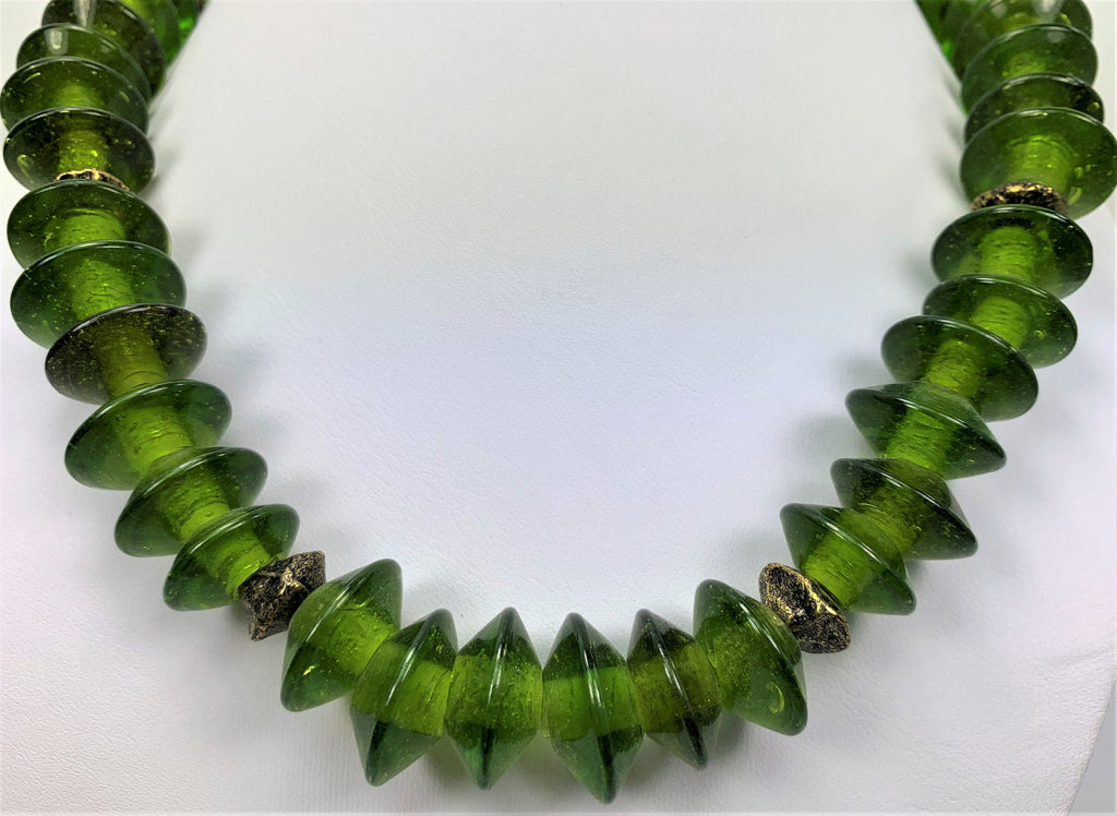 Kette Glasperlen Messing Glass Beads Handmade Unique Necklace
