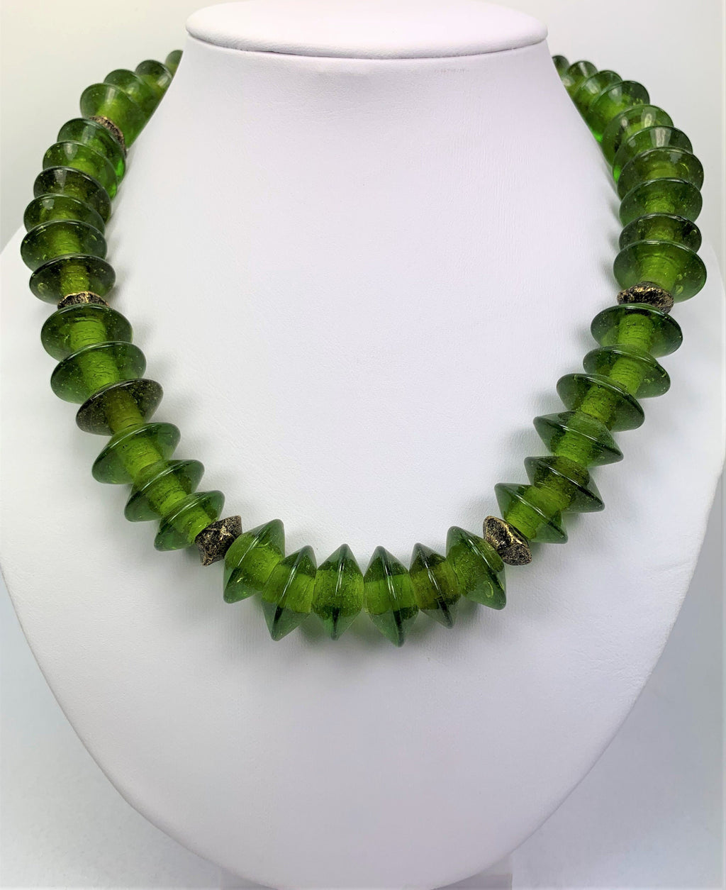 Kette Glasperlen Messing Glass Beads Handmade Unique Necklace