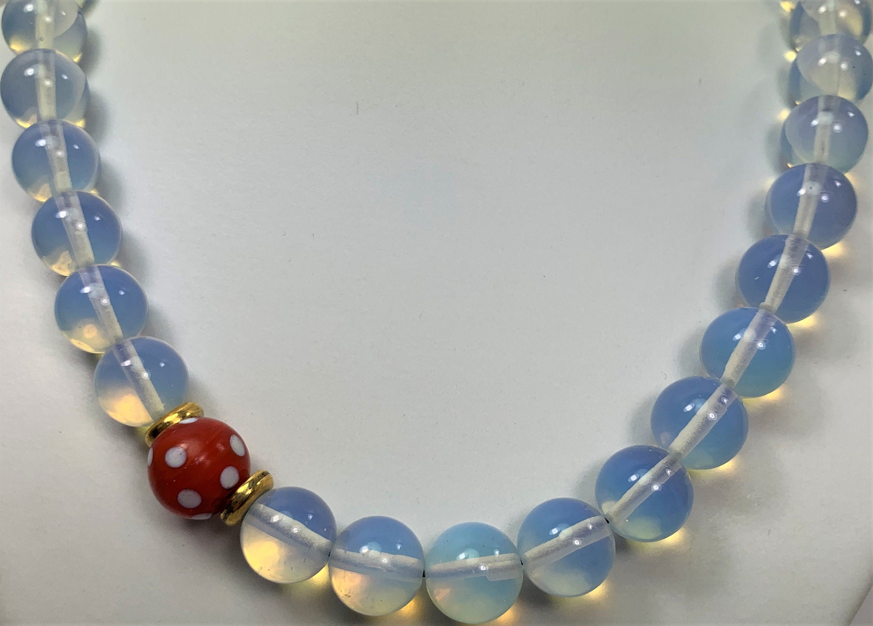 Kette Opalglas Perlen Handmade Unique Necklace Trade Beads