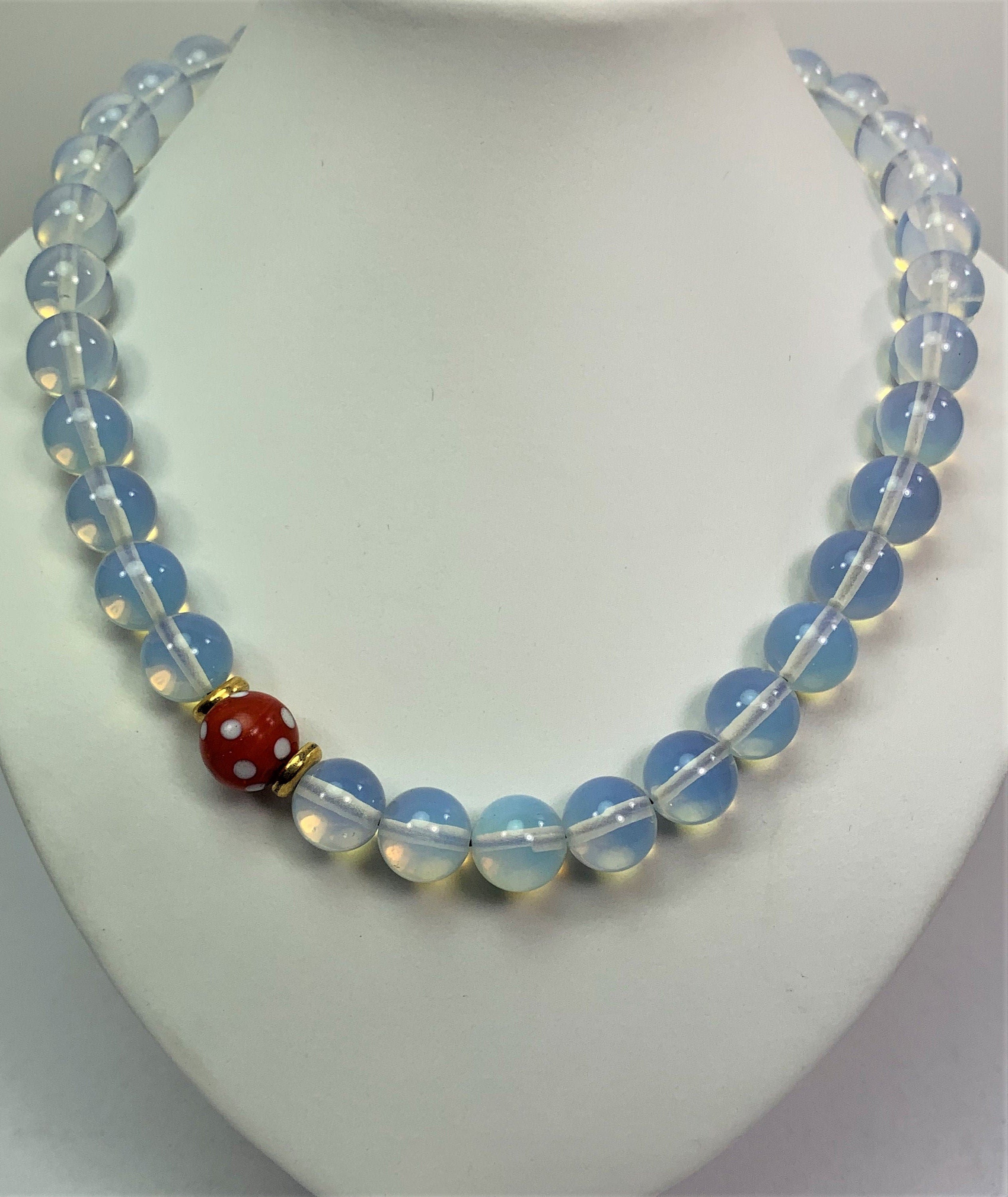 Kette Opalglas Perlen Handmade Unique Necklace Trade Beads