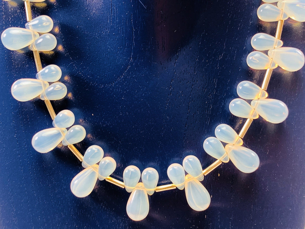 Kette Opalglas Böhmische Glasperlen Bohemian Glass Handmade Unique Necklace