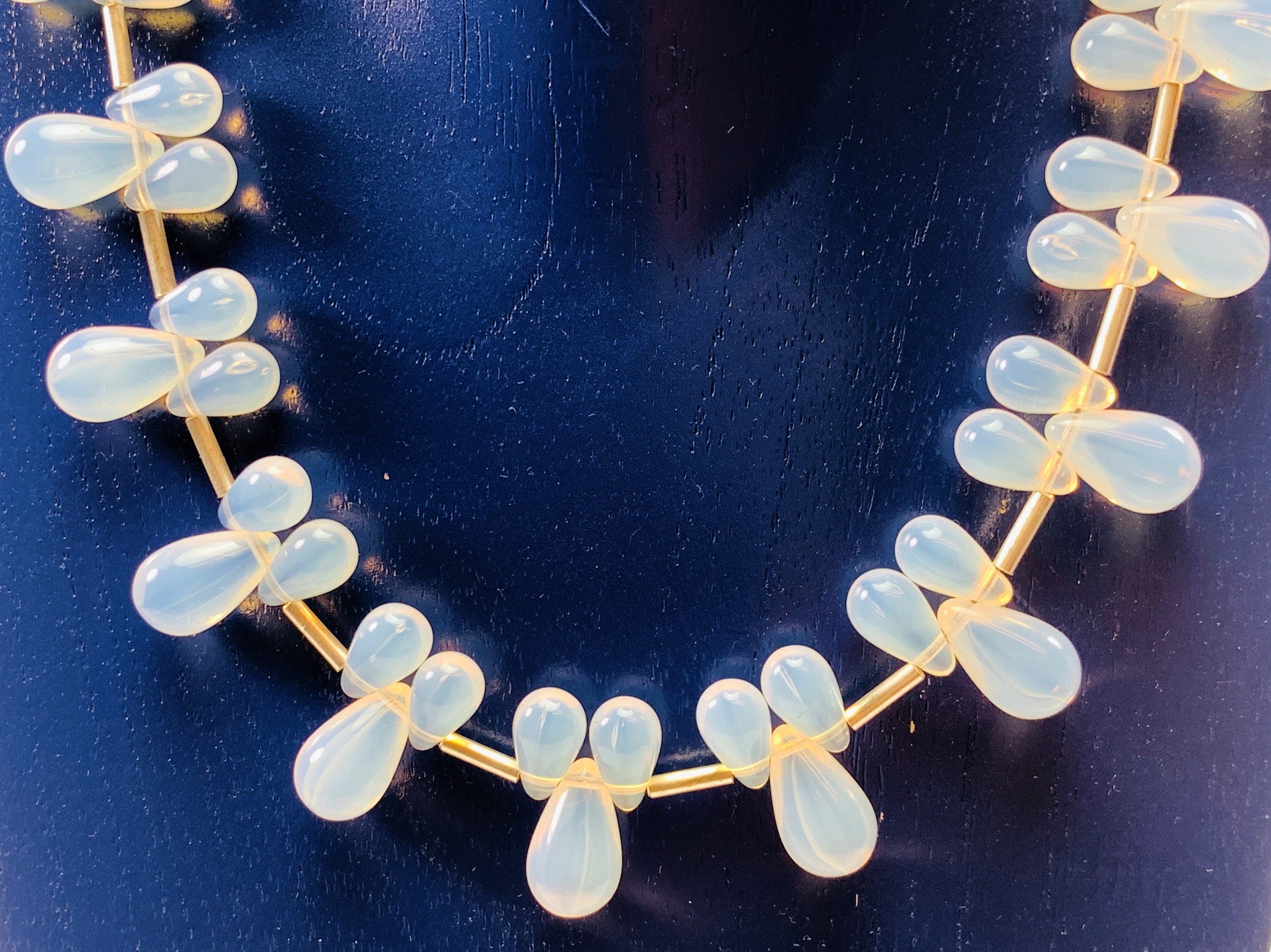 Kette Opalglas Böhmische Glasperlen Bohemian Glass Handmade Unique Necklace