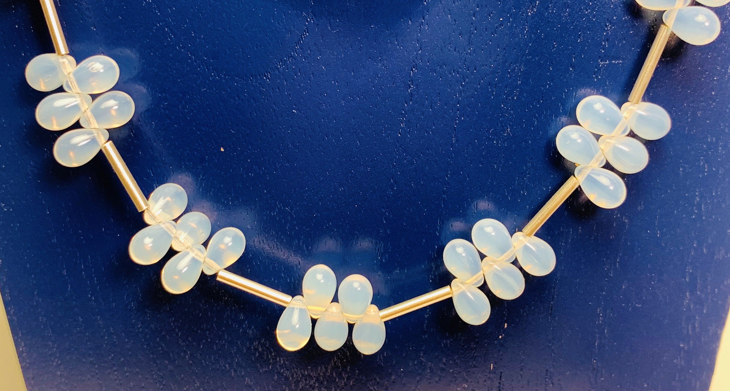 Opal Glass Necklace Bohemian Glass Beads Handmade Unique Necklace