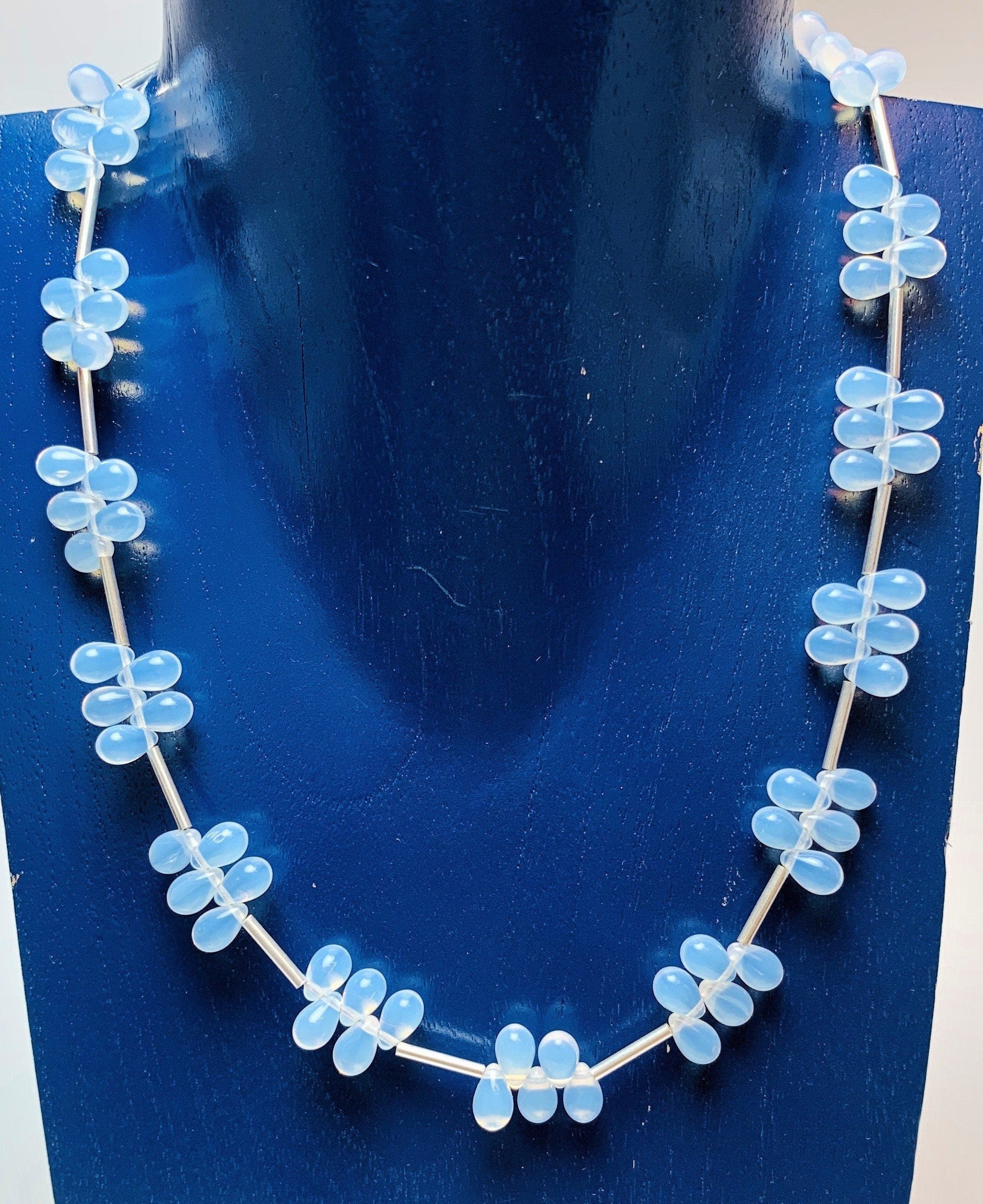 Opal Glass Necklace Bohemian Glass Beads Handmade Unique Necklace