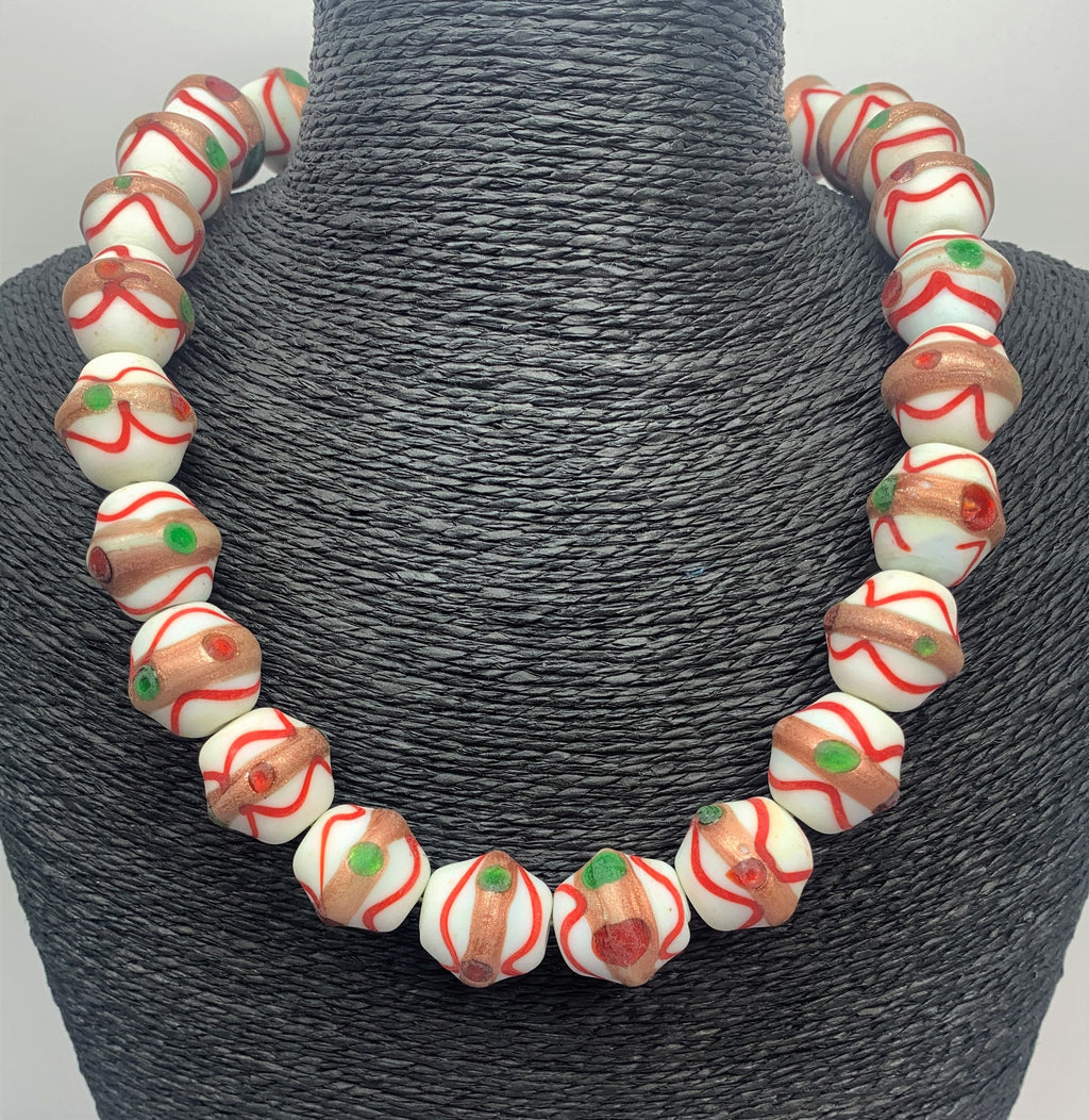 Kette Glasperlen Messing Glass Beads Handmade Unique Necklace
