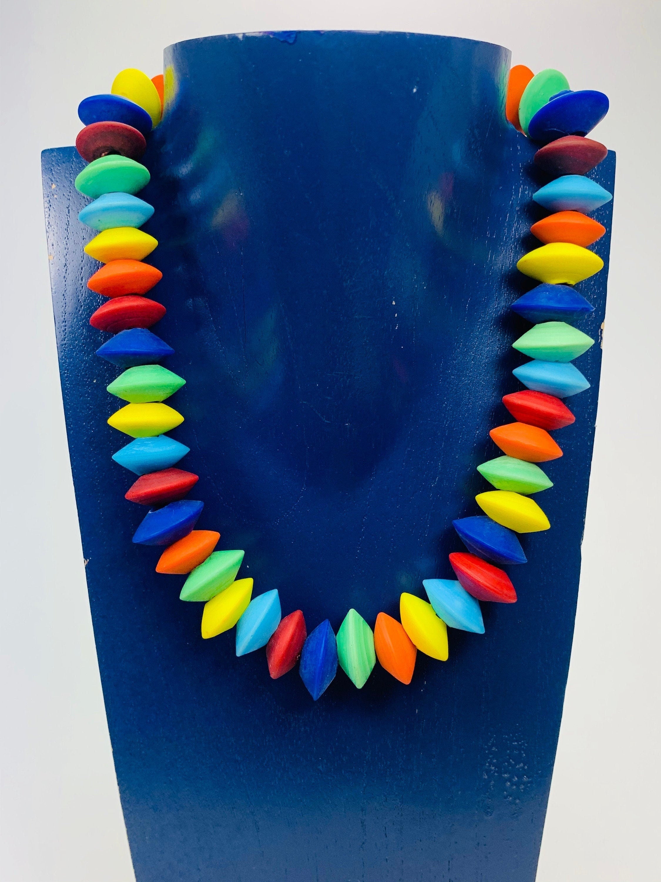 Kette Glasperlen Messing Glass Beads Handmade Unique Necklace