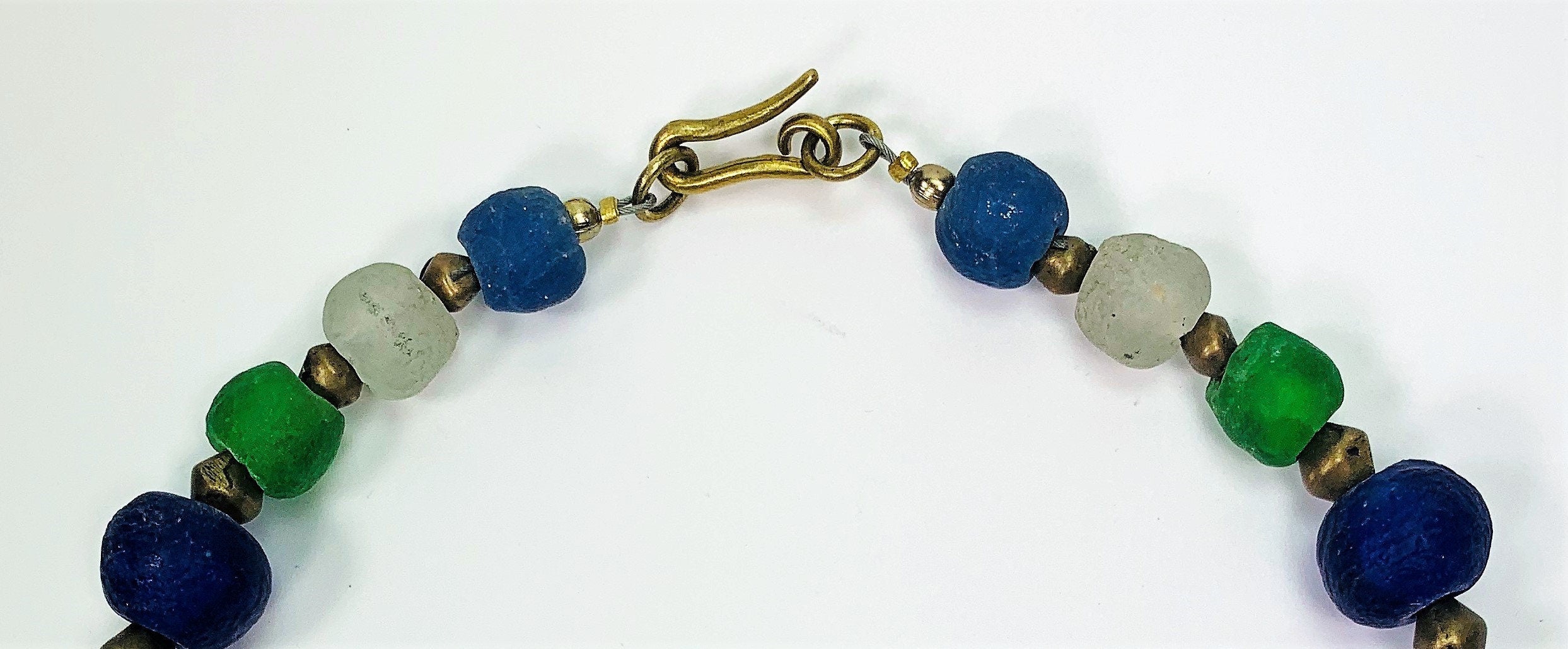 Glass Bead Chain Recycling Krobo Glass Ghana Ethno Chic Tribal Beads Handmade Unique Necklace