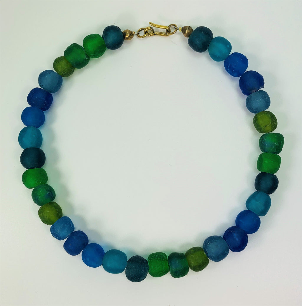 Kette Glasperlen Recycling Kroba Glass Ghana Tribal Beads Handmade Unique Necklace Ethno Chic