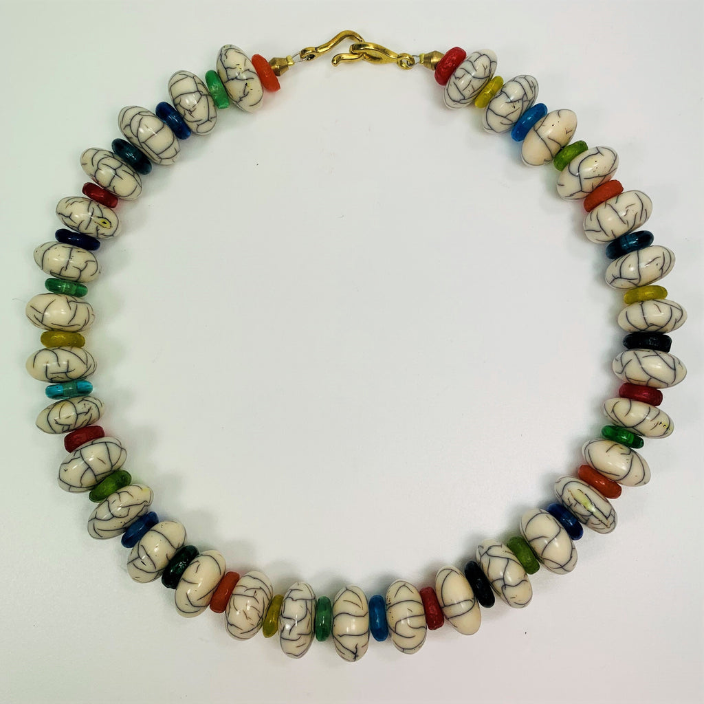 Kette Resin | Harz Recyclingglas Ethno Beads Handmade Necklace Tribal Beads