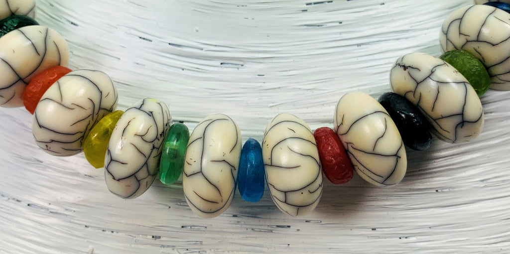Kette Resin | Harz Recyclingglas Ethno Beads Handmade Necklace Tribal Beads