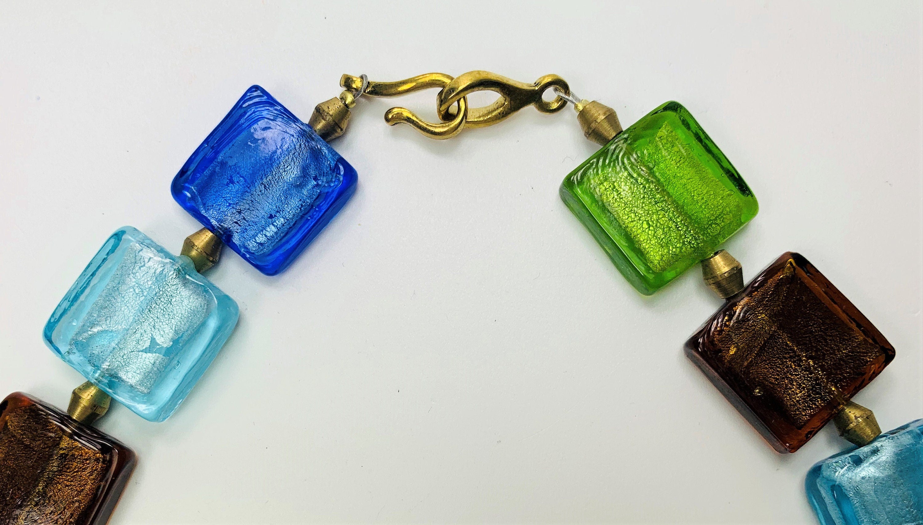 Kette Folierte Glasperlen Handmade Unique Necklace Tribal Beads
