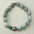 Armband Aqumarin Larimar Amaronit Silber Beads  Unique Chic Handmade Bracelet
