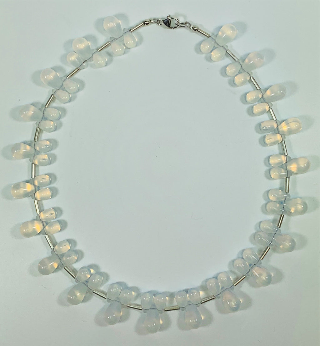 Kette Opalglas Böhmische Glasperlen Bohemian Glass Handmade Unique Necklace