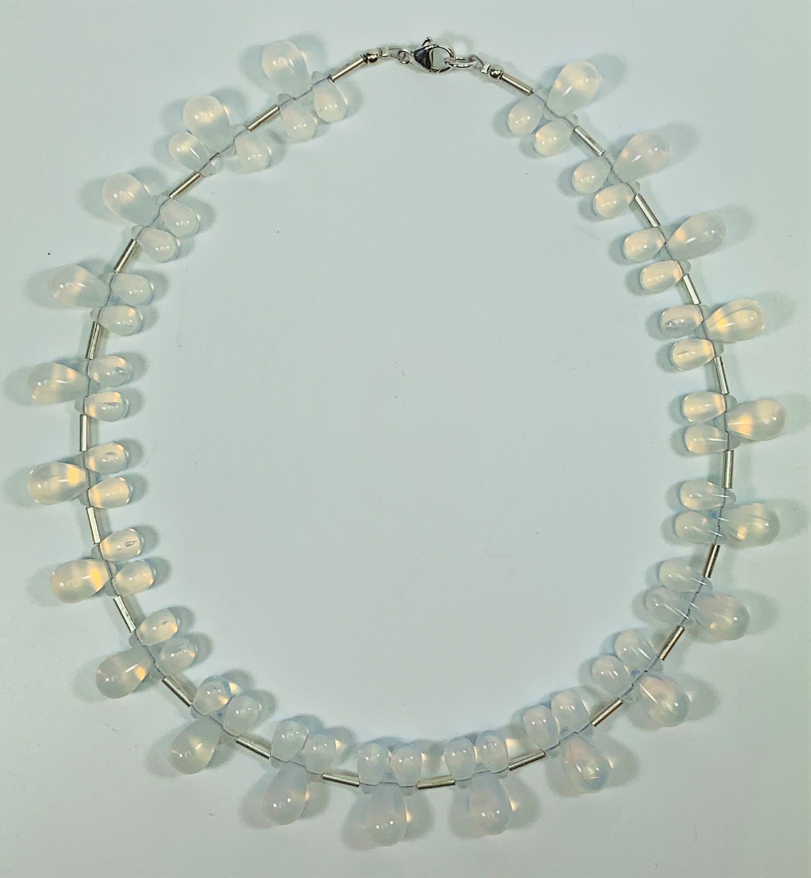 Kette Opalglas Böhmische Glasperlen Bohemian Glass Handmade Unique Necklace