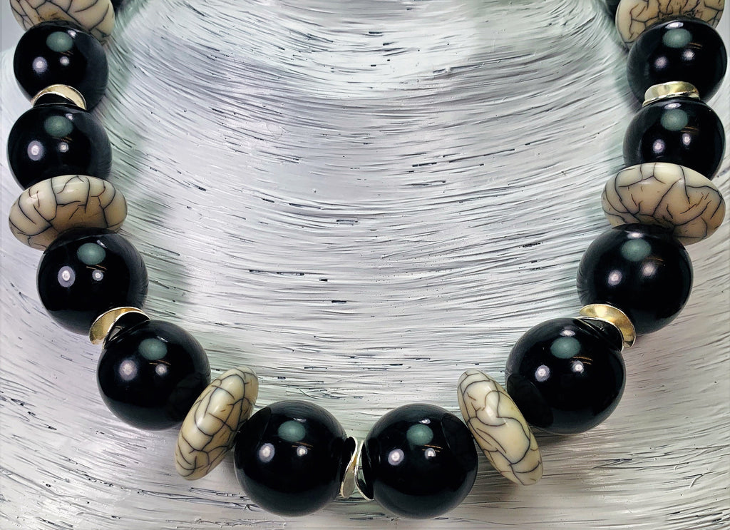 Kette Resin | Harz | Horn Mix Handmade Unique Necklace Tribal Beads