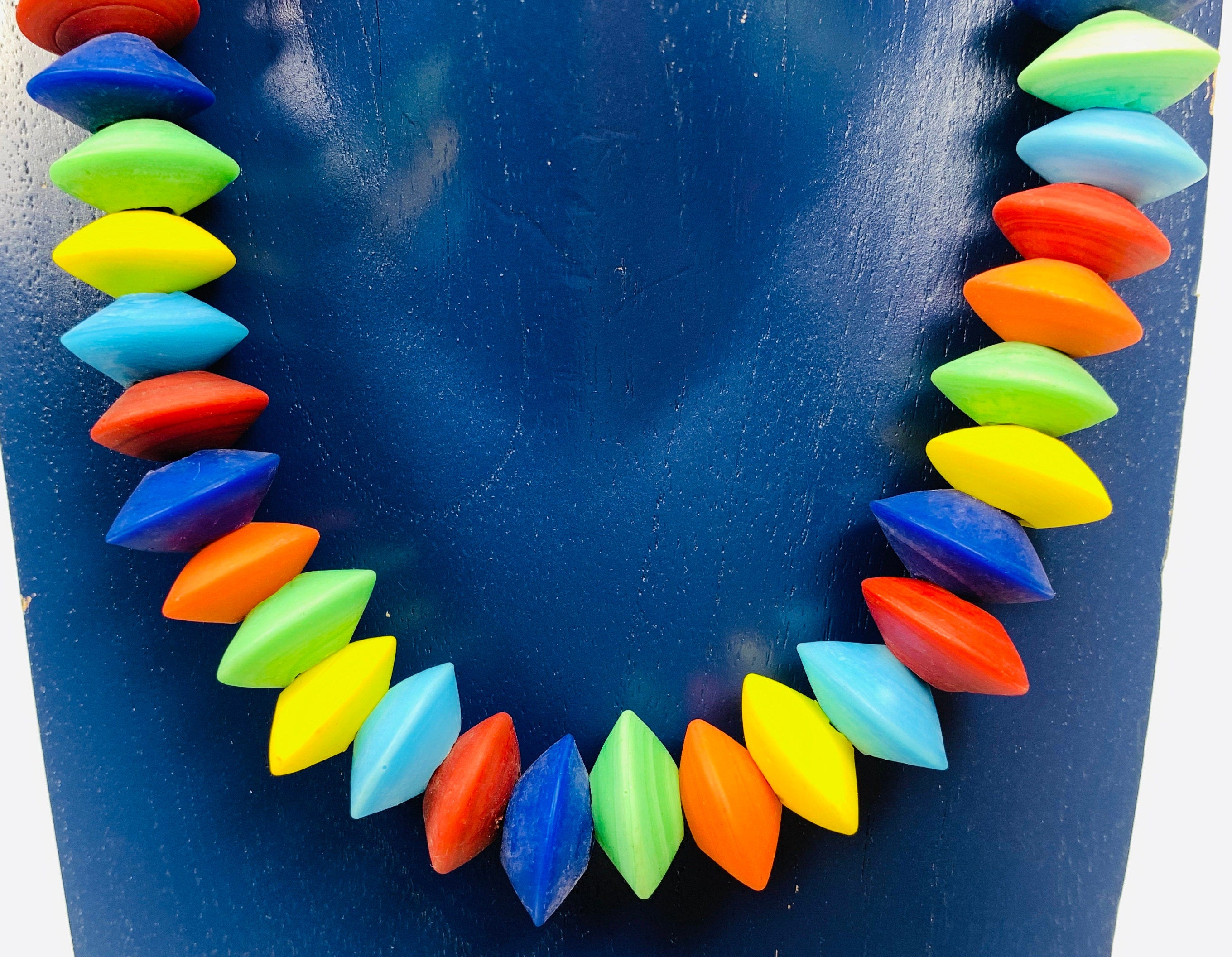 Kette Glasperlen Messing Glass Beads Handmade Unique Necklace
