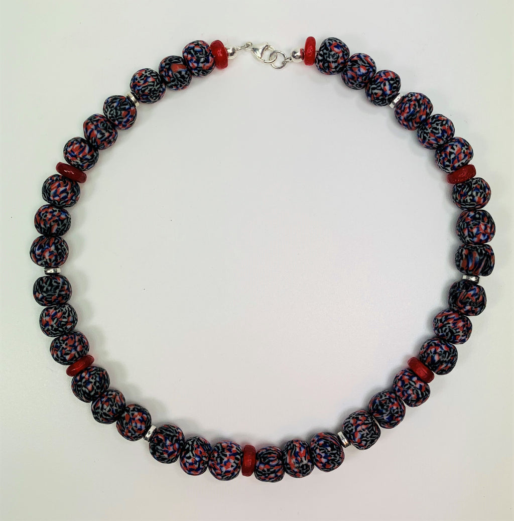 Kette Glasperlen Recycling Kroba Glass Ghana Tribal Beads Handmade Unique Necklace