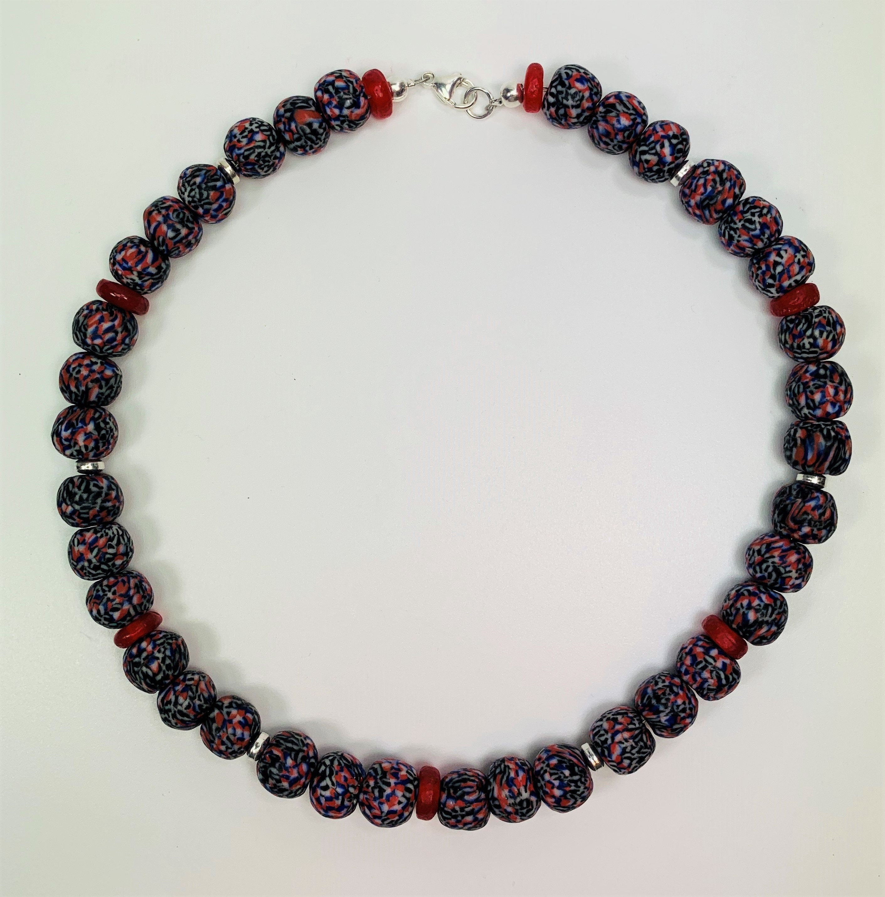 Kette Glasperlen Recycling Kroba Glass Ghana Tribal Beads Handmade Unique Necklace