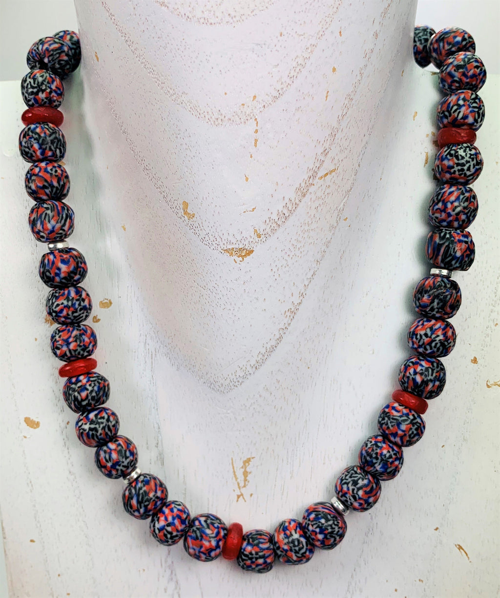Kette Glasperlen Recycling Kroba Glass Ghana Tribal Beads Handmade Unique Necklace